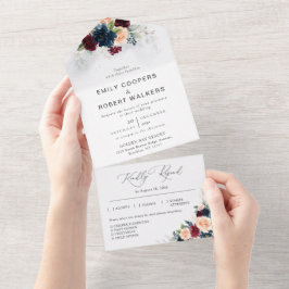 ブルゴーニュ結婚と海軍の全招待状 オールインワン招待状