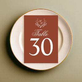 ブルゴーニュ結婚のテーブル番号モノグラムモチーフ テーブルナンバー