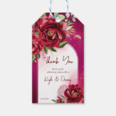 ブルゴーニュ結婚のマルーンのモダン花のアーチ ギフトタグ (正面)