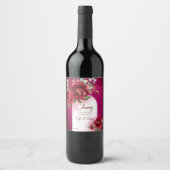 ブルゴーニュ結婚のマルーンのモダン花のアーチ ワインラベル (正面)