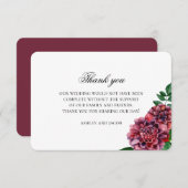 ブルゴーニュ結婚の花感謝していは君。マルーンフローラ サンキューカード (正面/裏面)