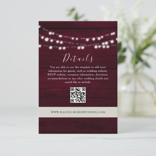 ブルゴーニュ結婚の詳細QRコードウェブサイト エンクロージャーカード (スタンド正面)