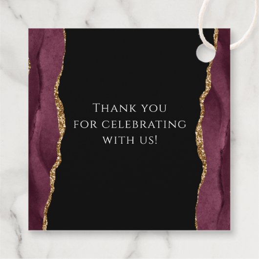 ブルゴーニュ結婚アゲートの名前ありがとうメッセージカード フェイバータグ (裏面)