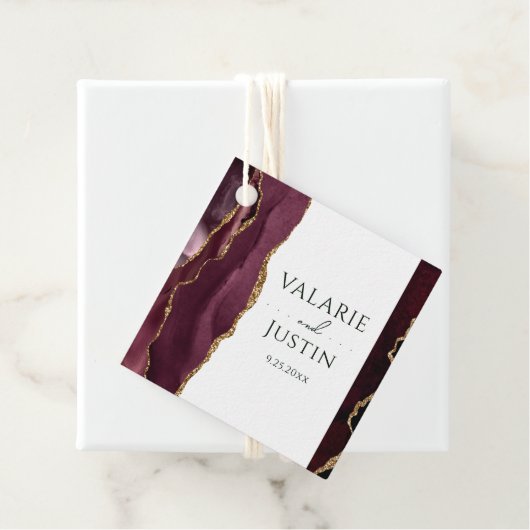 ブルゴーニュ結婚アゲートの名前ありがとうメッセージカード フェイバータグ (インサイチュ)