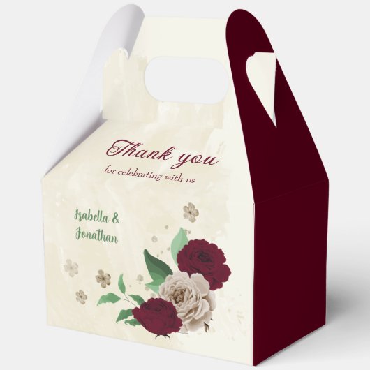 ブルゴーニュ結婚シャンパン花 フェイバーボックス (正面)