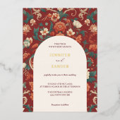 ブルゴーニュ結婚チノイエレガントズリクラシックー 箔招待状 (正面)