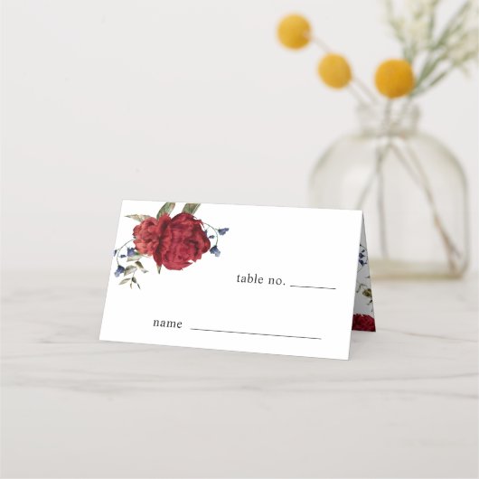 ブルゴーニュ結婚フローラのテーブル番号座席表 プレイスカード (正面)