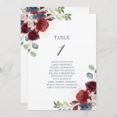 ブルゴーニュ結婚フローラのテーブル番号1 招待状 (正面/裏面)