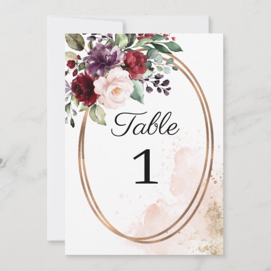 ブルゴーニュ結婚フローラのテーブル番号 招待状 (正面)