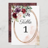 ブルゴーニュ結婚フローラのテーブル番号 招待状 (正面/裏面)