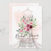 ブルゴーニュ結婚フローラズガウンブライダルシャワー 招待状 (正面/裏面)