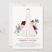 ブルゴーニュ結婚フローラドレスブライダルシャワー 招待状 (正面)