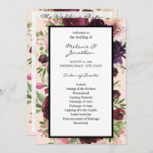 ブルゴーニュ結婚フローラ式プログラム – Pink 招待状 (正面/裏面)