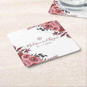 ブルゴーニュ結婚フローラ スクエアペーパーコースター (アングル)