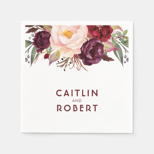 ブルゴーニュ結婚フローラ スタンダードカクテルナプキン (正面)