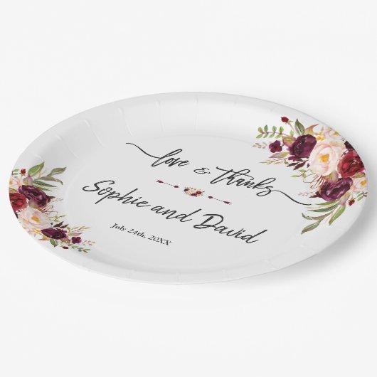 ブルゴーニュ結婚マルサラフローラの愛感謝していと ペーパープレート (アングル)