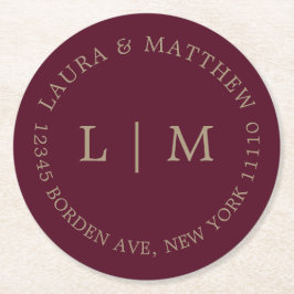 ブルゴーニュ結婚モグラム ラウンドペーパーコースター