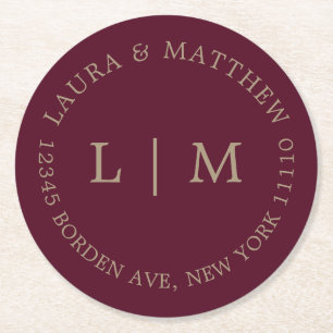 ブルゴーニュ結婚モグラム ラウンドペーパーコースター
