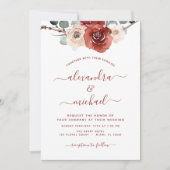 ブルゴーニュ結婚ユーカリ秋フローラ 招待状 (正面)