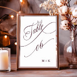 ブルゴーニュ結婚ラグジュアリー書道のナンバー6 テーブルナンバー<br><div class="desc">表6.利用可能な番号をすべて確認する。 |豪華エレガントと書結婚道のテーブル番号とイニシャル。このデザインの高度なカスタマイズについてクリックは、上の青いデザインツールボタンをクリックして下さい。</div>