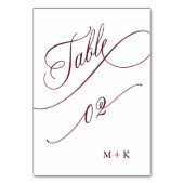 ブルゴーニュ結婚ラグジュアリー書道の第二 テーブルナンバー (裏面)