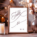 ブルゴーニュ結婚ラグジュアリー書道11号 テーブルナンバー<br><div class="desc">表11.利用可能な番号をすべて確認する。 |豪華エレガントと書結婚道のテーブル番号とイニシャル。このデザインの高度なカスタマイズについてクリックは、上の青いデザインツールボタンをクリックして下さい。</div>