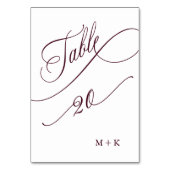 ブルゴーニュ結婚ラグジュアリー書道20号、 テーブルナンバー (正面)