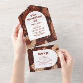 ブルゴーニュ結婚ワイルドフラワーズ オールインワン招待状 (貼ってはがせる)