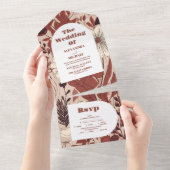 ブルゴーニュ結婚ワイルドフラワーズ オールインワン招待状 (貼ってはがせる)