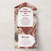 ブルゴーニュ結婚ワイルドフラワーズ オールインワン招待状 (内側)