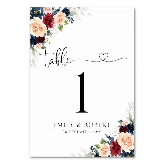 ブルゴーニュ結婚ーと海軍のテーブル番号 テーブルナンバー (裏面)