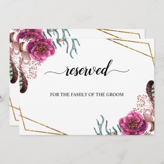 ブルゴーニュ結婚ーの座席指定標識 招待状 (正面/裏面)