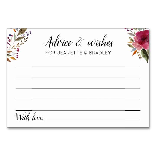 ブルゴーニュ結婚ーの花とのアドバイスと願い テーブルナンバー (正面)