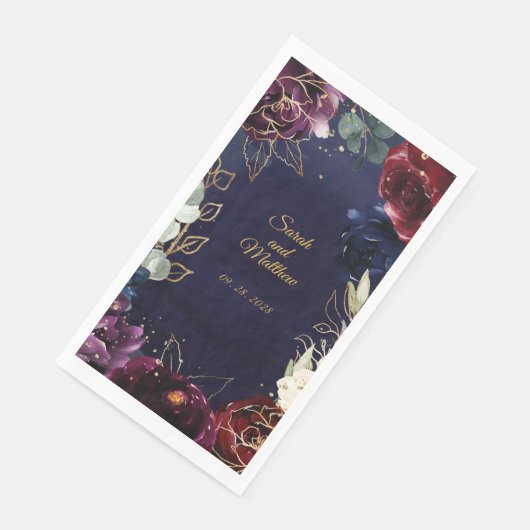 ブルゴーニュ結婚ー海軍の8"ロングディナーナプキンス (コーナー)