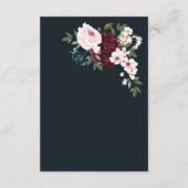 ブルゴーニュ結婚ー&ネイビー水彩色の花模様 エンクロージャーカード (裏面)