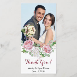 ブルゴーニュ結婚ー・ピンク・ローズ サンキューカード