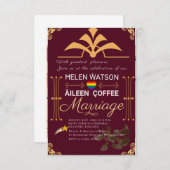 ブルゴーニュ結婚式招待状カード 招待状 (正面/裏面)