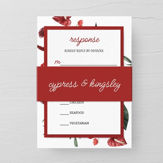 ブルゴーニュ結婚式招待状ベリーバンド 招待状ベリーバンド