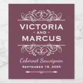 ブルゴーニュ結婚・レッドのモノグラム・ワインボトル ワインラベル (シングルラベル)