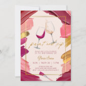 ブルゴーニュ絵を描金ゴールドとSIP誕生日招待状 招待状 (正面)