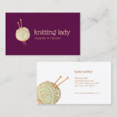 ブルゴーニュ編み物クロシェ糸ボールロゴ 名刺 (正面/裏面)