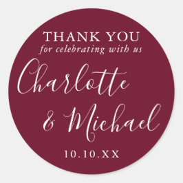 ブルゴーニュ署名結婚式の引き出物ありがとう ラウンドシール