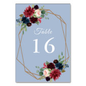 ブルゴーニュ色のほこりだらけの青結婚幾何 テーブルナンバー (正面)