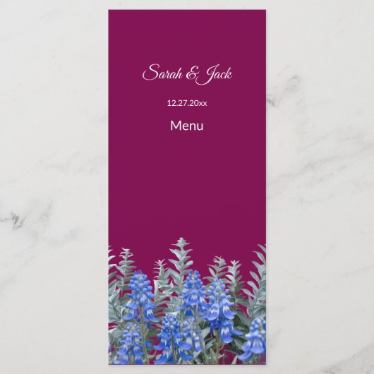 ブルゴーニュ色の冬の結婚式にブルーボンネットを添えて メニュー (正面)