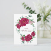 ブルゴーニュ色の牡丹ハッピーマザーズデー ポストカード (スタンド正面)