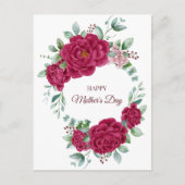 ブルゴーニュ色の牡丹ハッピーマザーズデー ポストカード (正面)