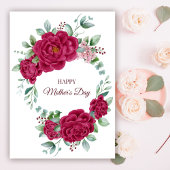 ブルゴーニュ色の牡丹ハッピーマザーズデー ポストカード