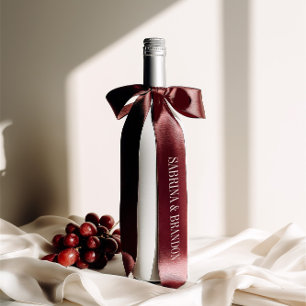ブルゴーニュ色の結婚式の名前入りパターン サテンリボン
