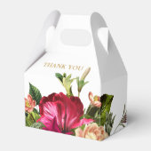 ブルゴーニュ花の緑のホワイトゴールドウェディングパーティー フェイバーボックス (正面サイド)