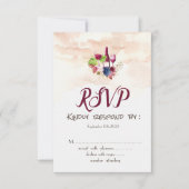 ブルゴーニュ花ワインテイスティングウォーターカラーRSVP 招待状 (正面)
